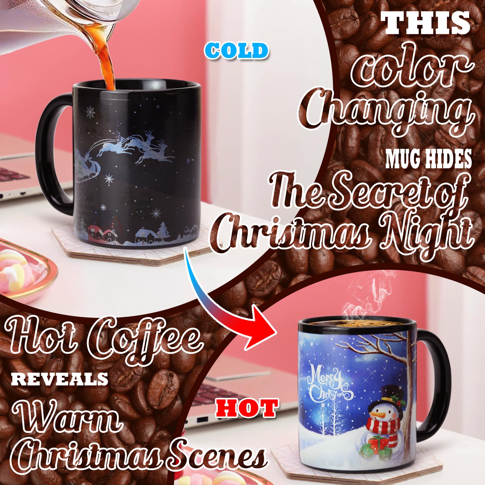 Luche-Snowman B2，Color Changing Mug Magic Mug.