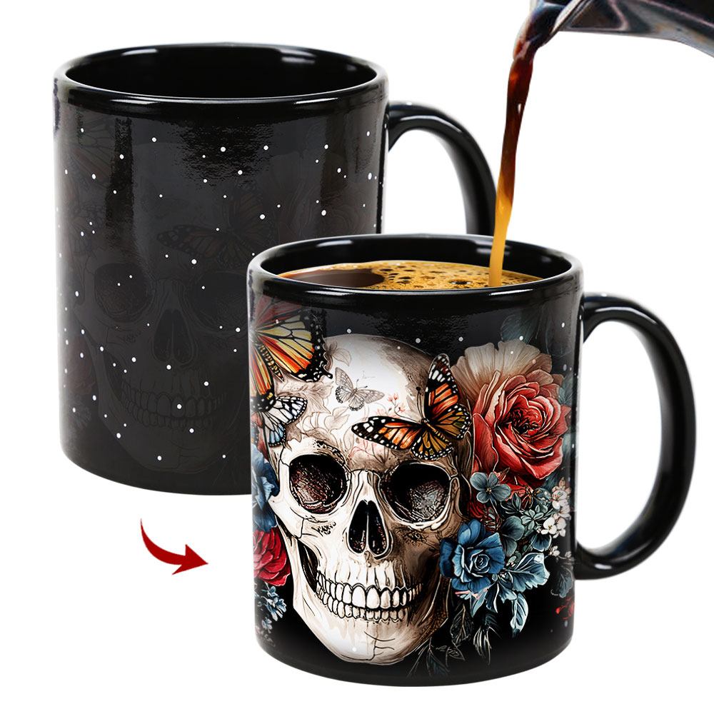 Starry-Skull，Halloween Color Changing Mug Magic Mug.