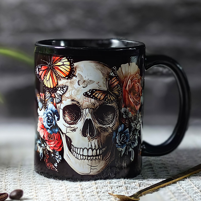 Starry-Skull，Halloween Color Changing Mug Magic Mug.