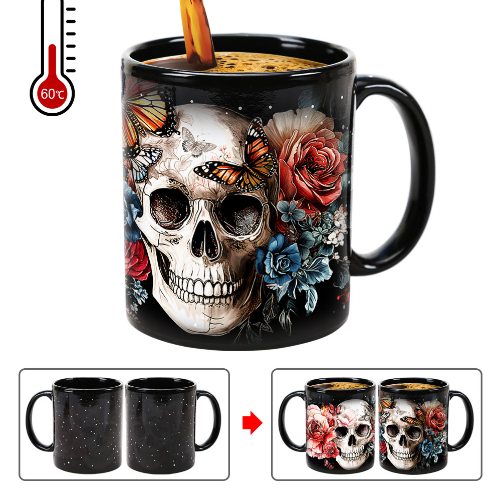 Starry-Skull，Halloween Color Changing Mug Magic Mug.