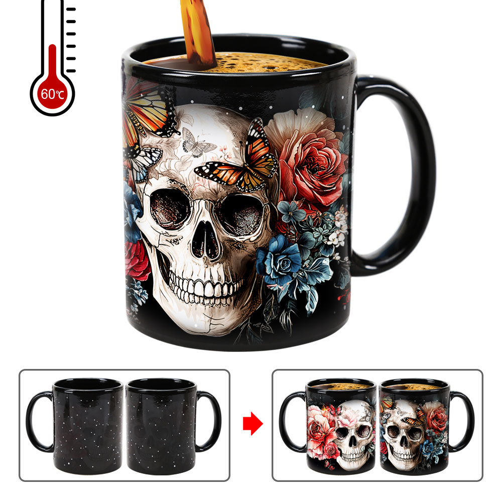 Starry-Skull，Halloween Color Changing Mug Magic Mug.