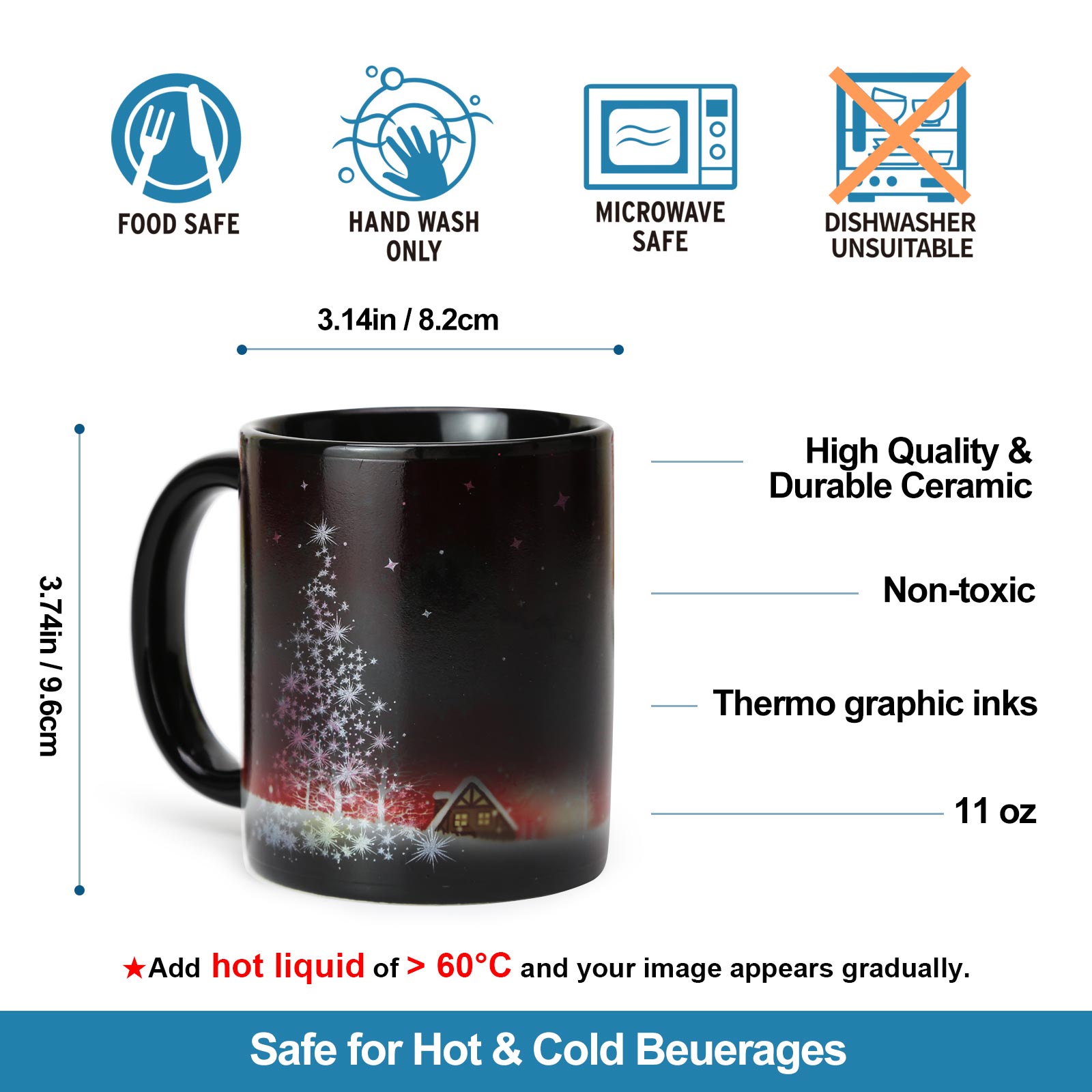 Christmas Tree-Snowman A，Color Changing Mug Magic Mug.