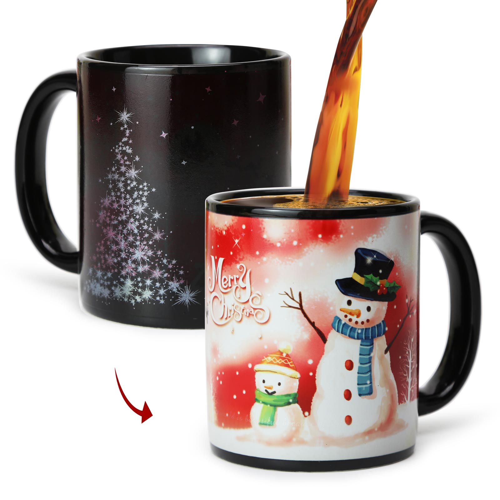 Christmas Tree-Snowman A，Color Changing Mug Magic Mug.