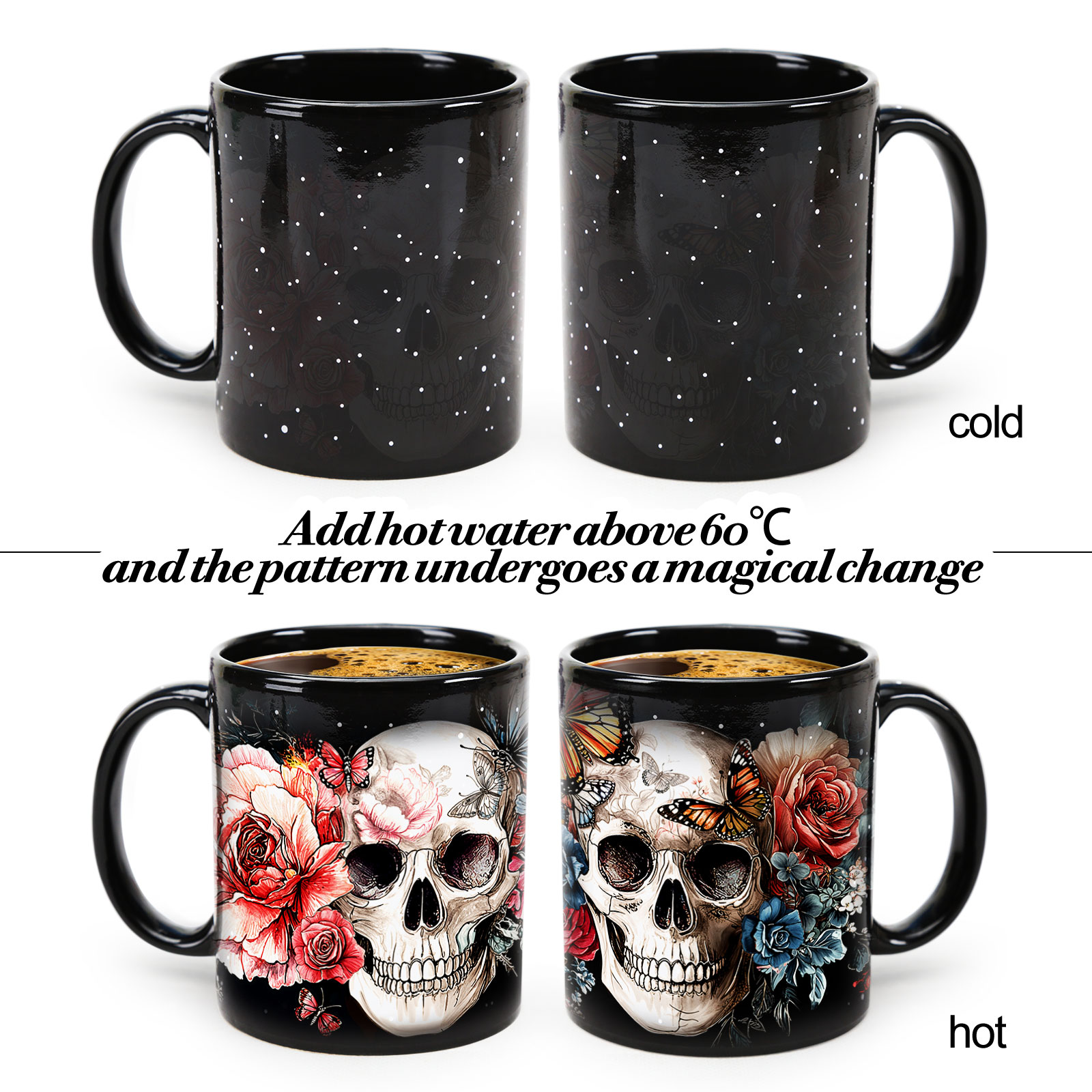 Starry-Skull，Halloween Color Changing Mug Magic Mug.