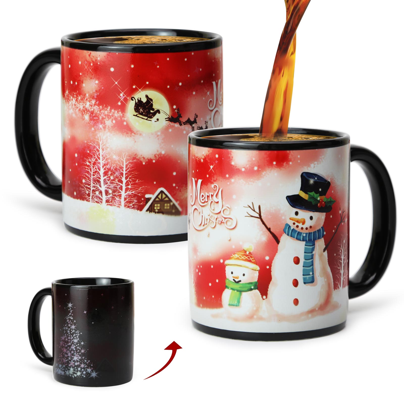 Christmas Tree-Snowman A，Color Changing Mug Magic Mug.