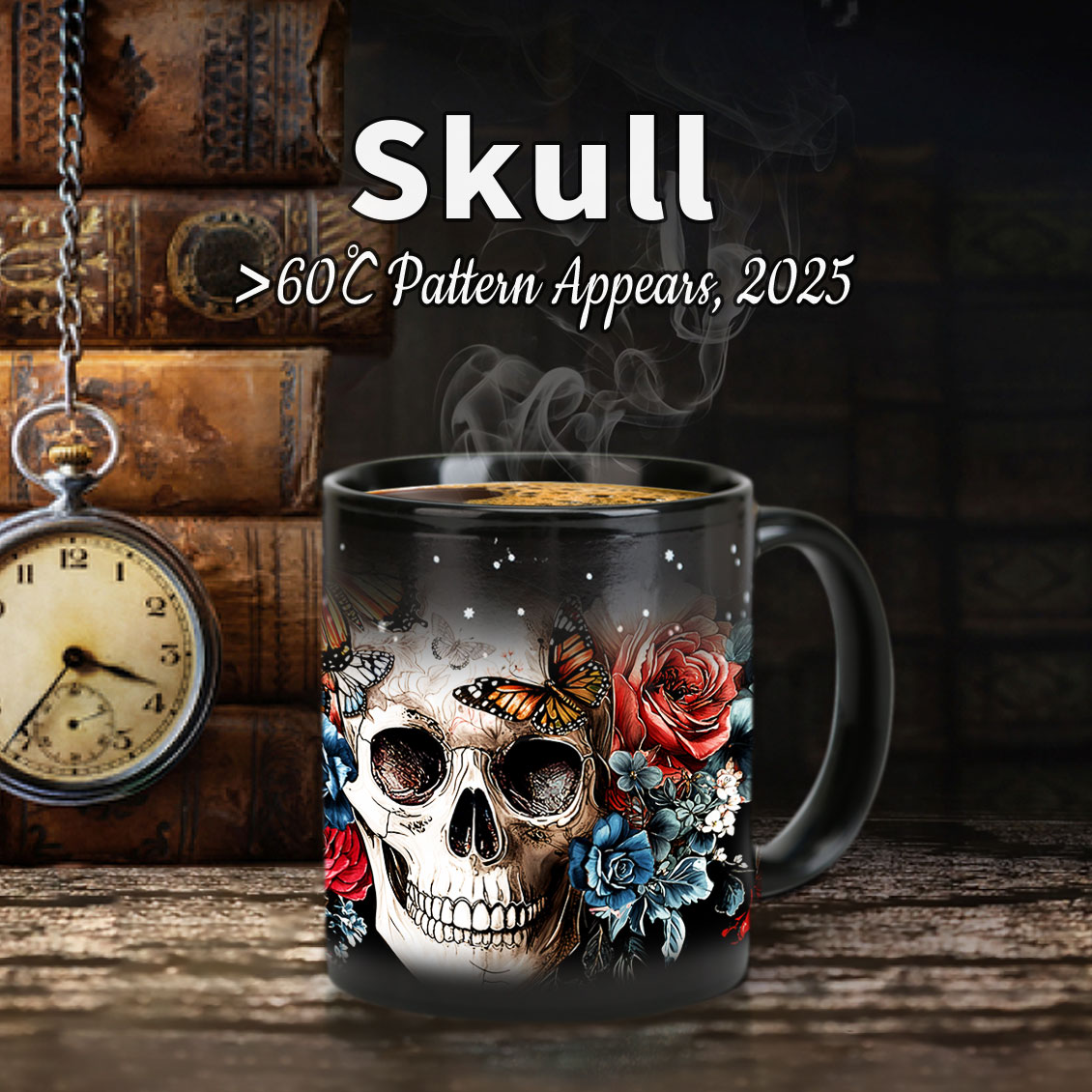 Starry-Skull，Halloween Color Changing Mug Magic Mug.