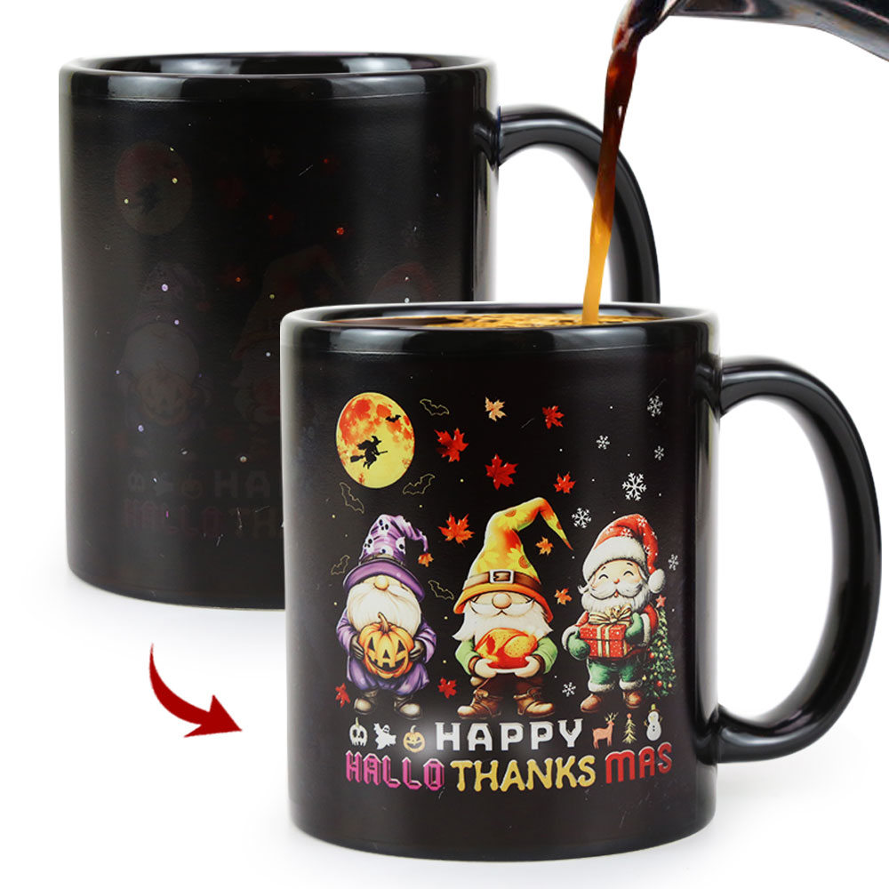 Stary-Three Festivals，Color Changing Mug Magic Mug. Thanksgiving Halloween Christmas Day