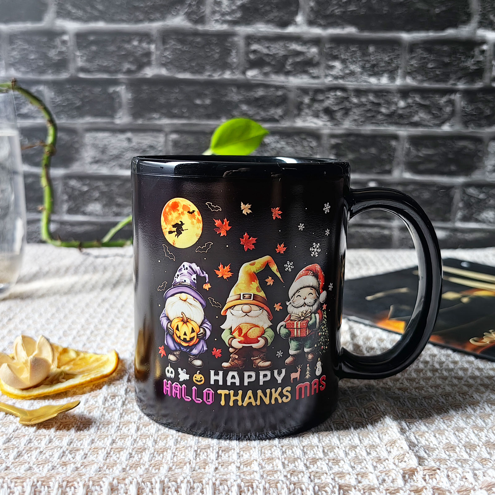 Stary-Three Festivals，Color Changing Mug Magic Mug. Thanksgiving Halloween Christmas Day