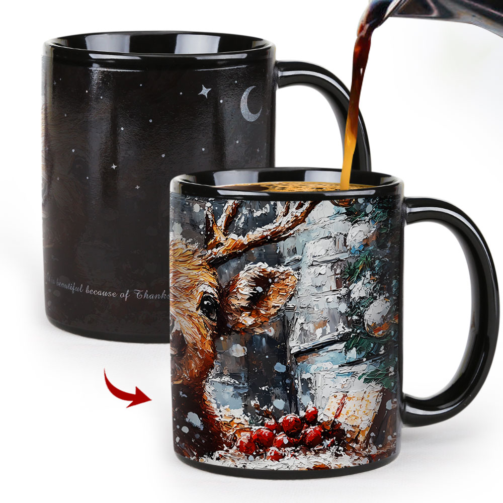 B22-Tree-Trees & Deer，Color Changing Mug Magic Mug.