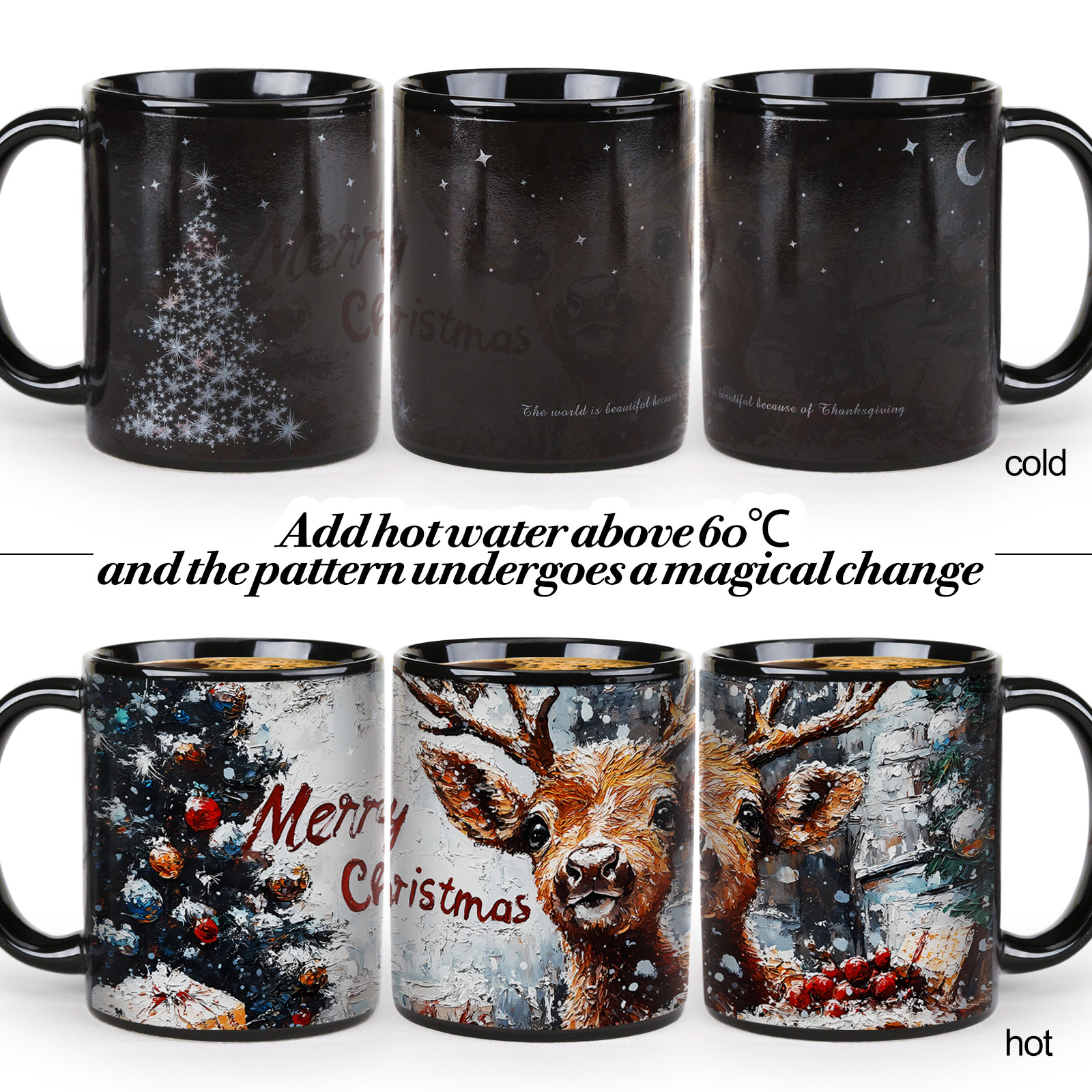 B22-Tree-Trees & Deer，Color Changing Mug Magic Mug.