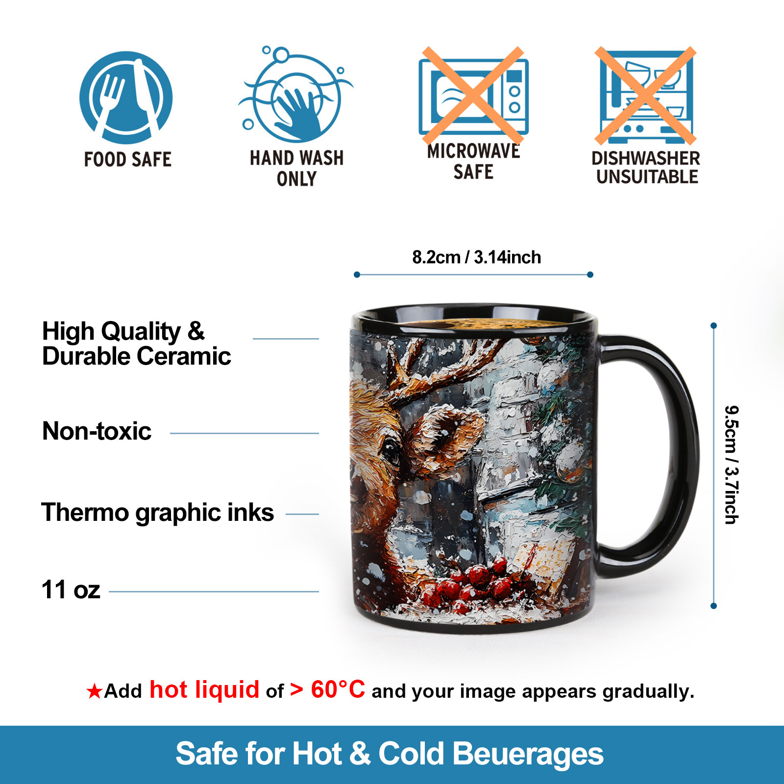 B22-Tree-Trees & Deer，Color Changing Mug Magic Mug.