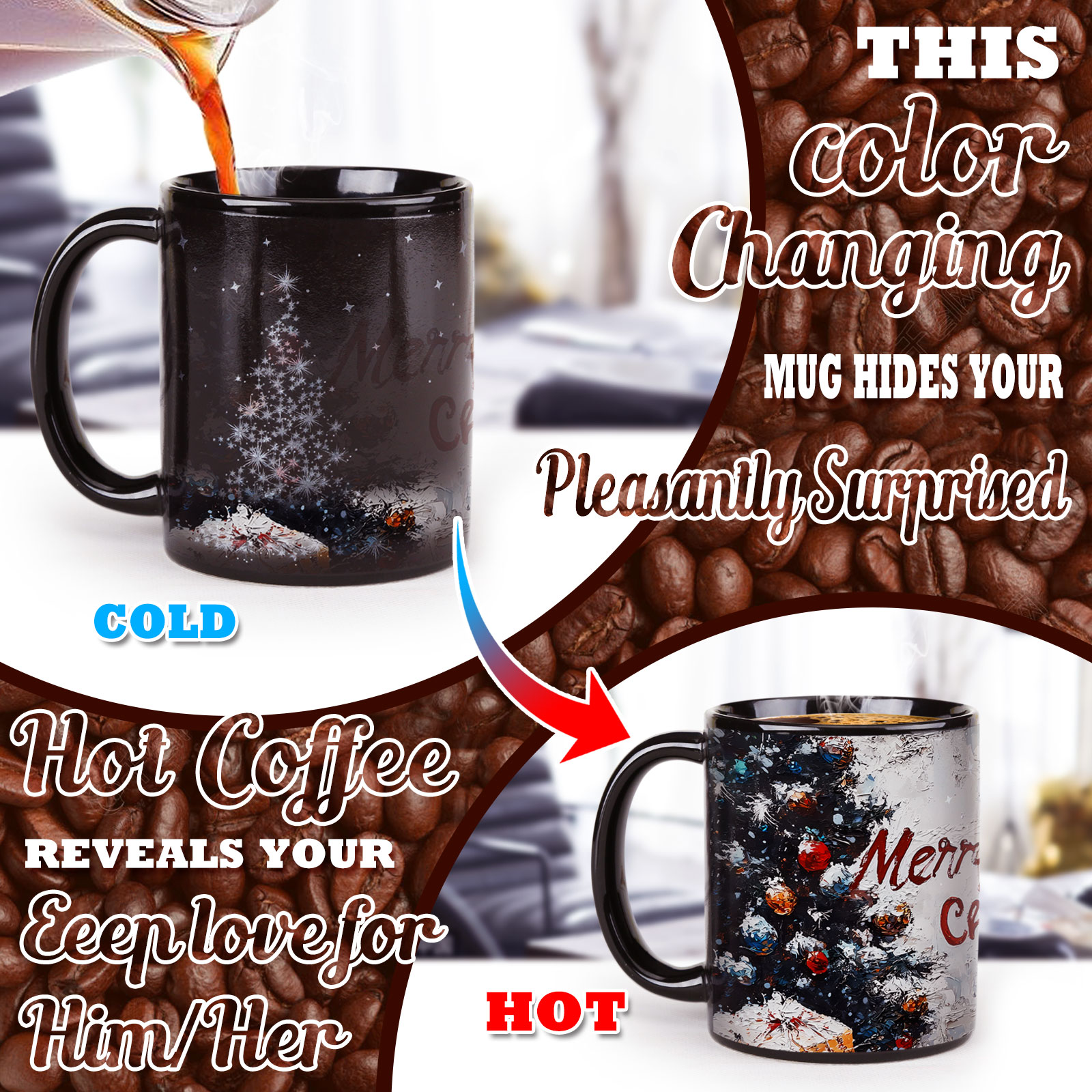 B22-Tree-Trees & Deer，Color Changing Mug Magic Mug.