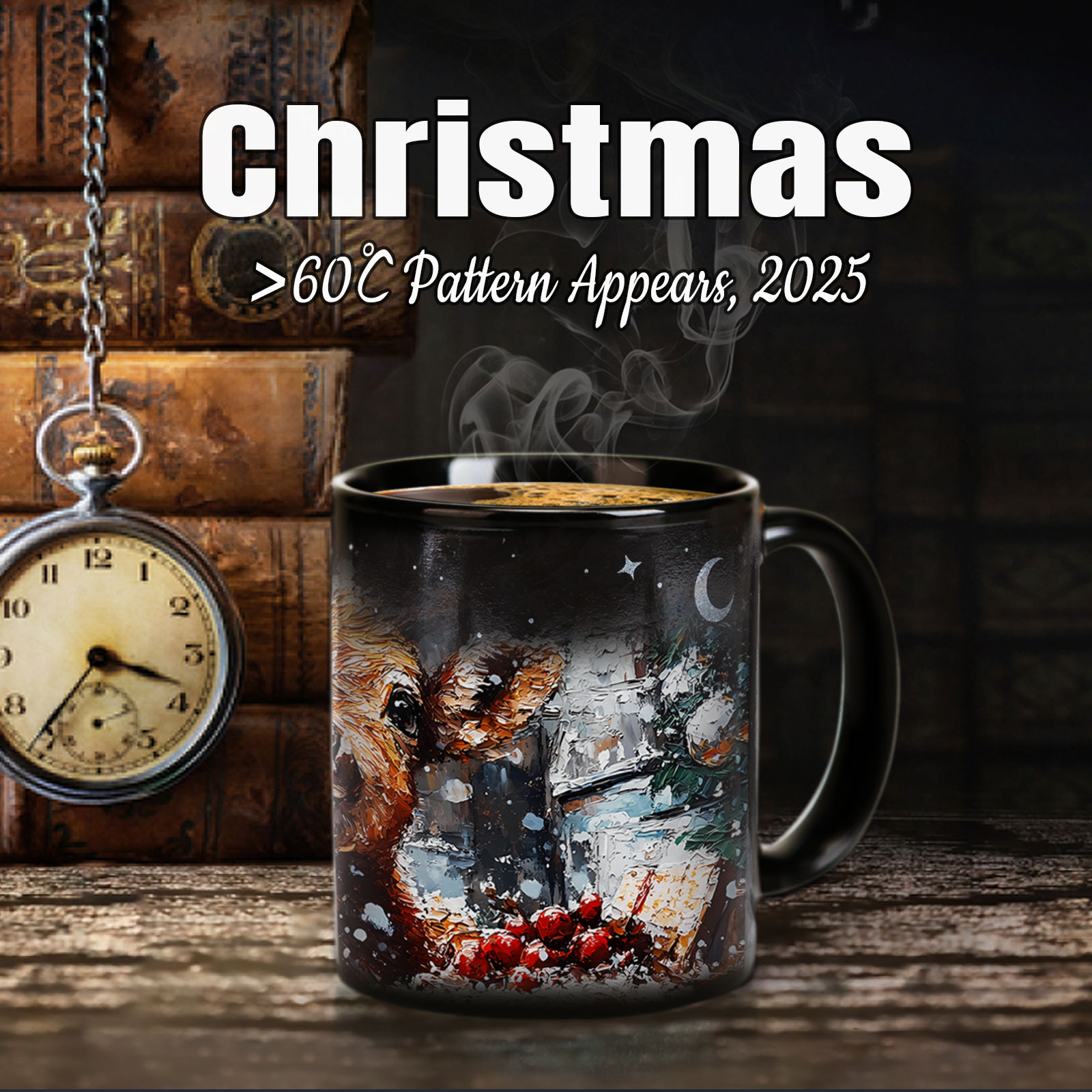 B22-Tree-Trees & Deer，Color Changing Mug Magic Mug.