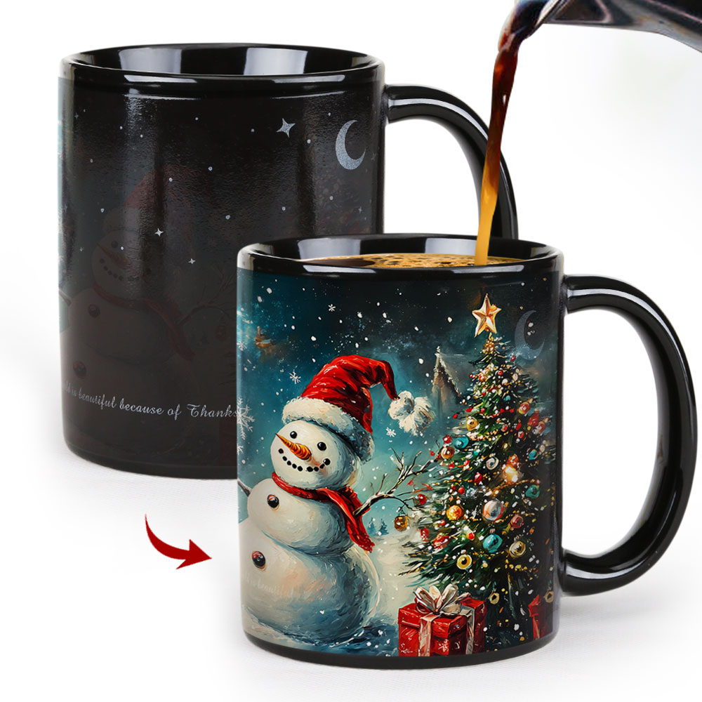 B21-Tree-Trees & Snowman，Color Changing Mug Magic Mug.