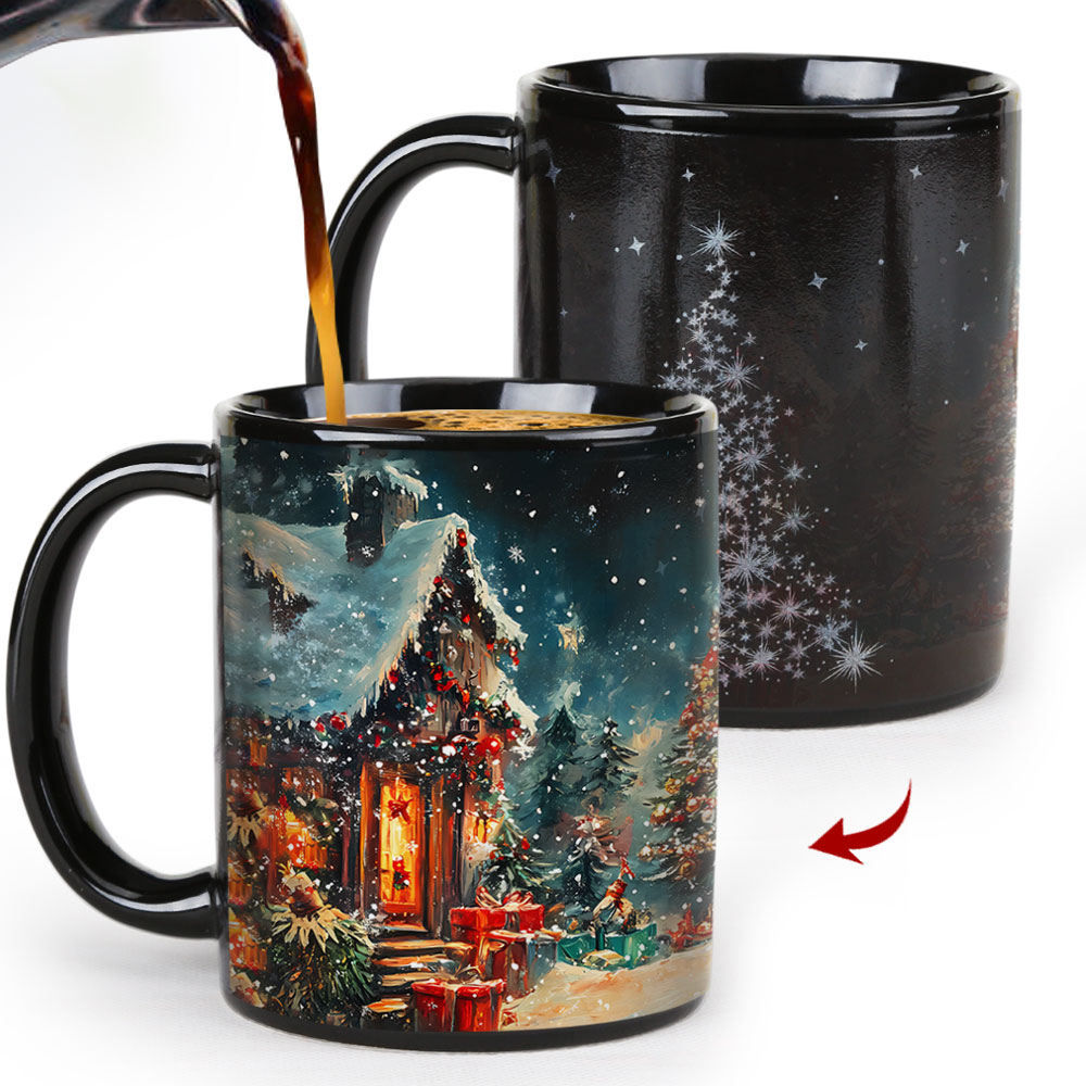 B21-Tree-Trees & Snowman，Color Changing Mug Magic Mug.