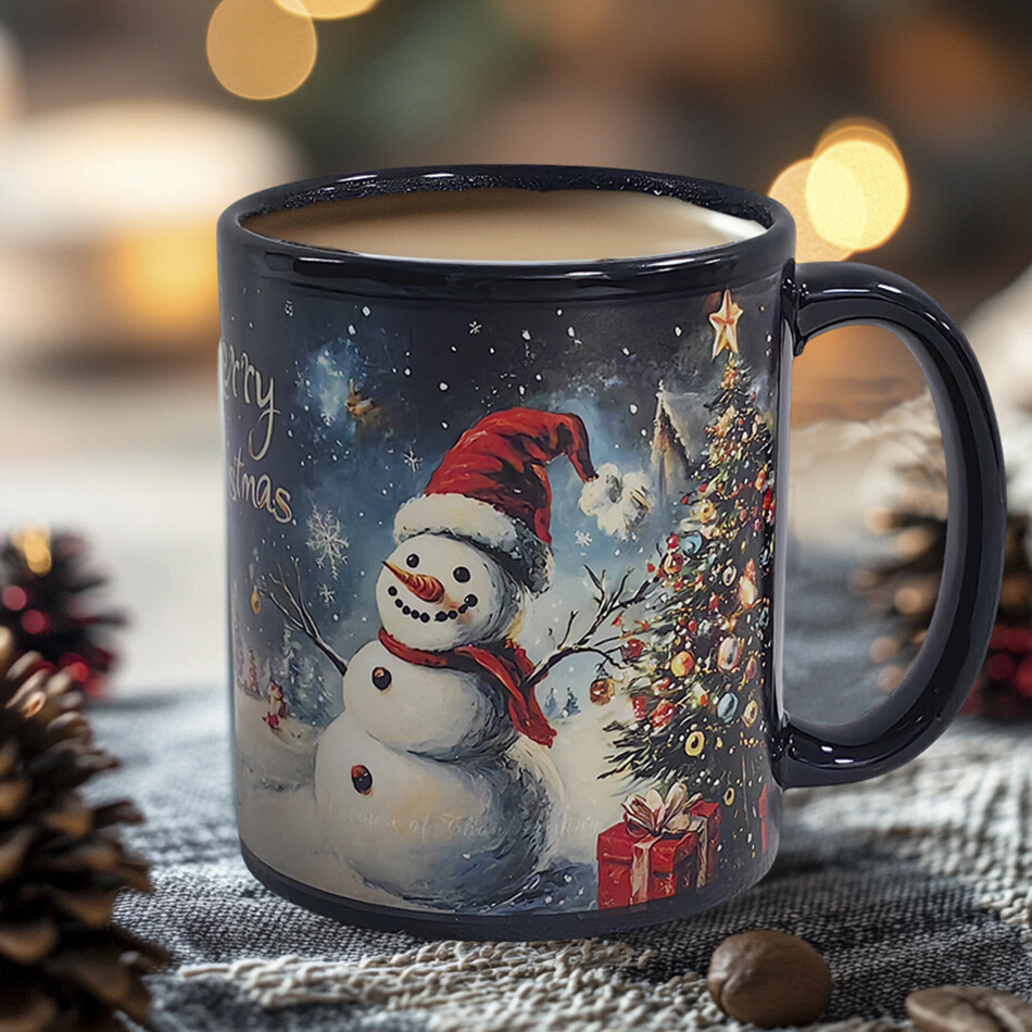 B21-Tree-Trees & Snowman，Color Changing Mug Magic Mug.