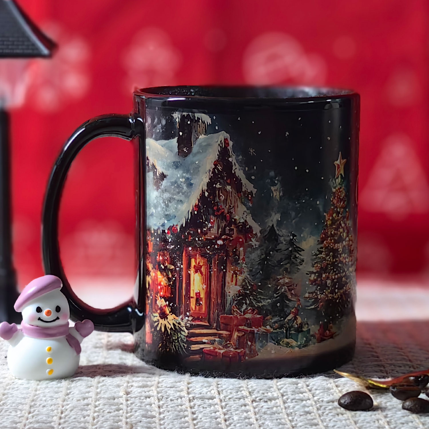B21-Tree-Trees & Snowman，Color Changing Mug Magic Mug.