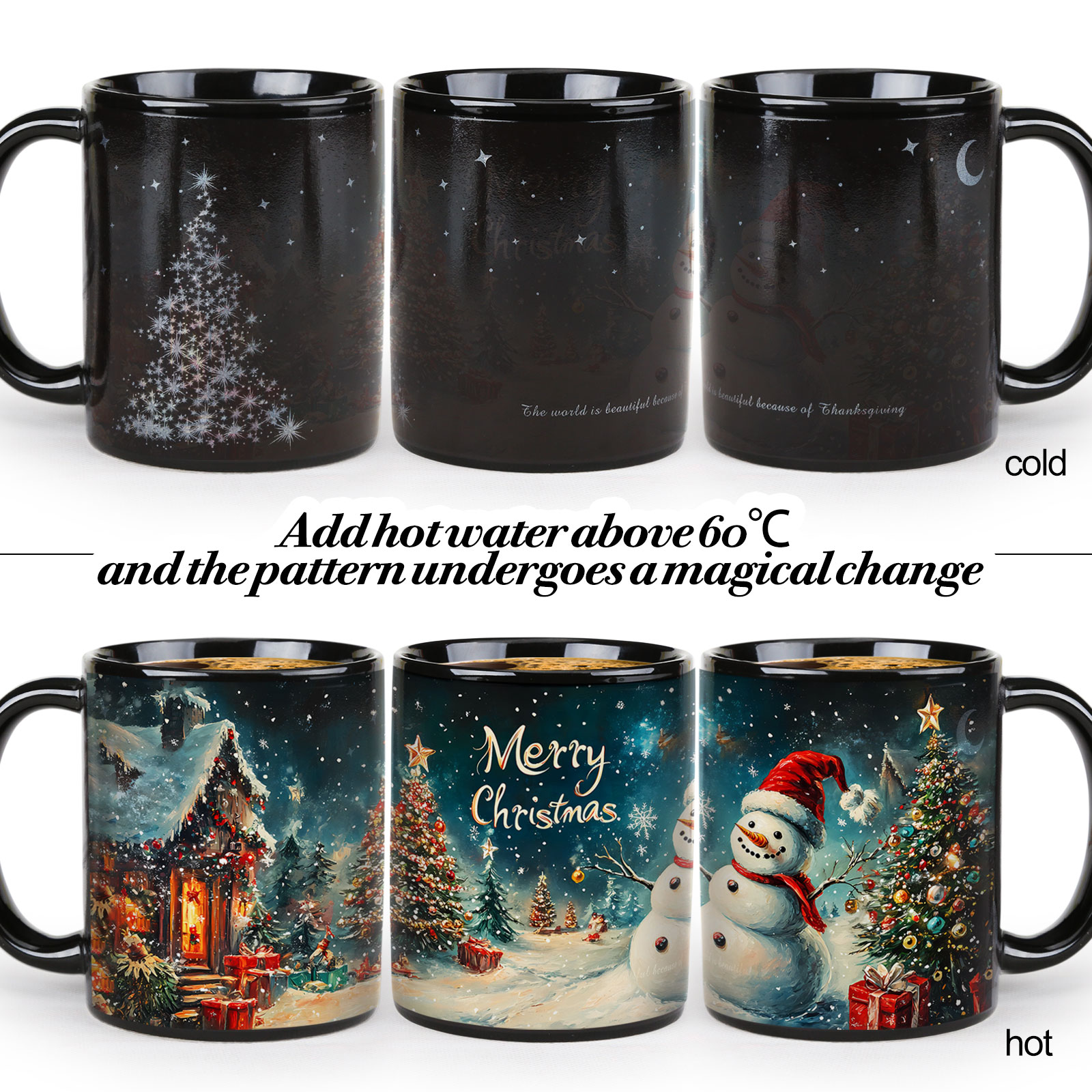 B21-Tree-Trees & Snowman，Color Changing Mug Magic Mug.