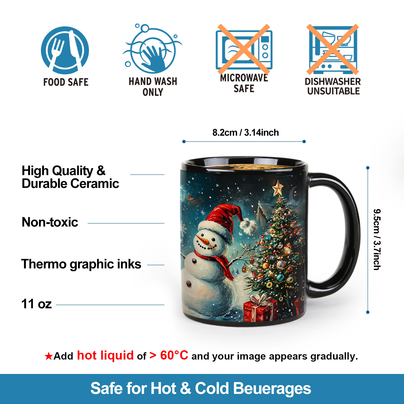 B21-Tree-Trees & Snowman，Color Changing Mug Magic Mug.
