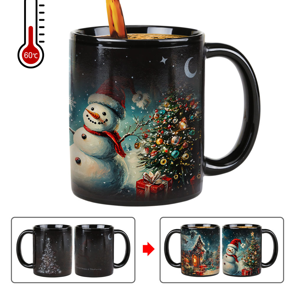 B21-Tree-Trees & Snowman，Color Changing Mug Magic Mug.