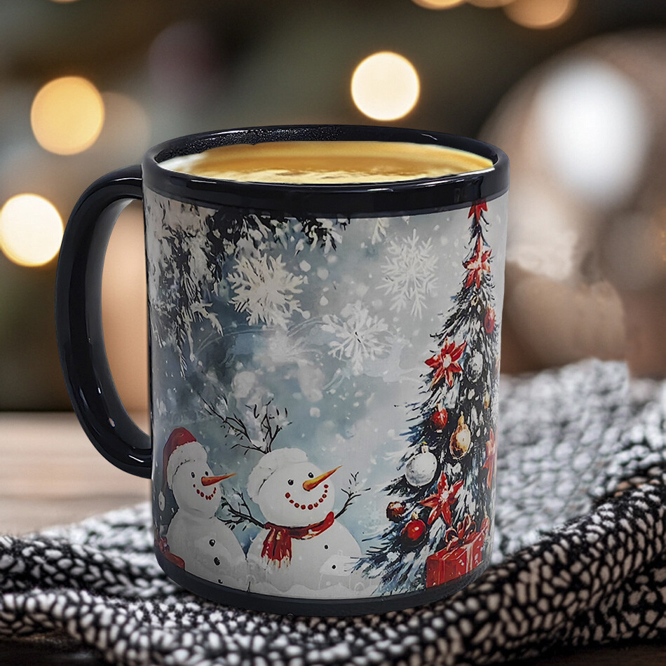 B11-Luche-Trees & Deer Snowman，Color Changing Mug Magic Mug.