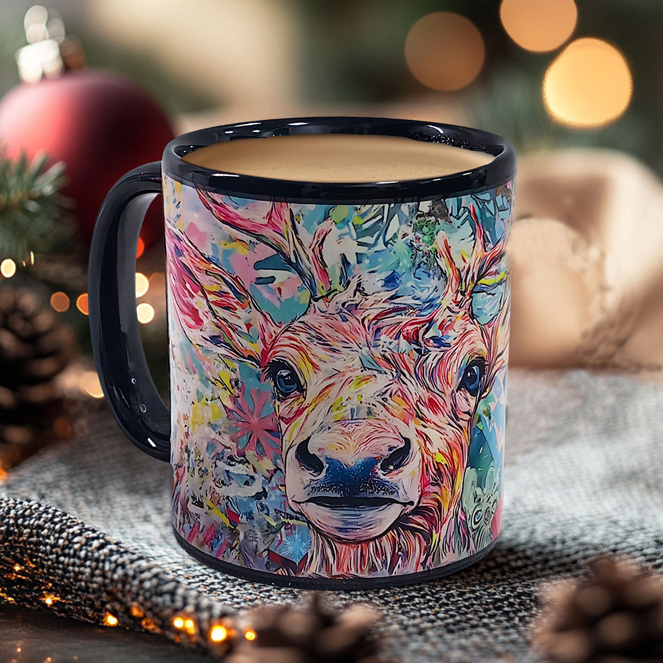 A22-Tree-Trees & Deer，Color Changing Mug Magic Mug.