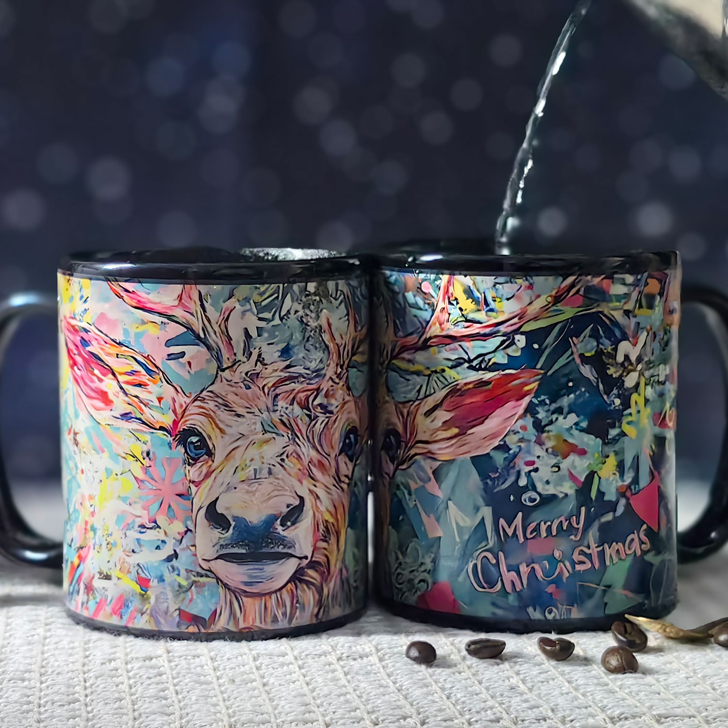 A22-Tree-Trees & Deer，Color Changing Mug Magic Mug.