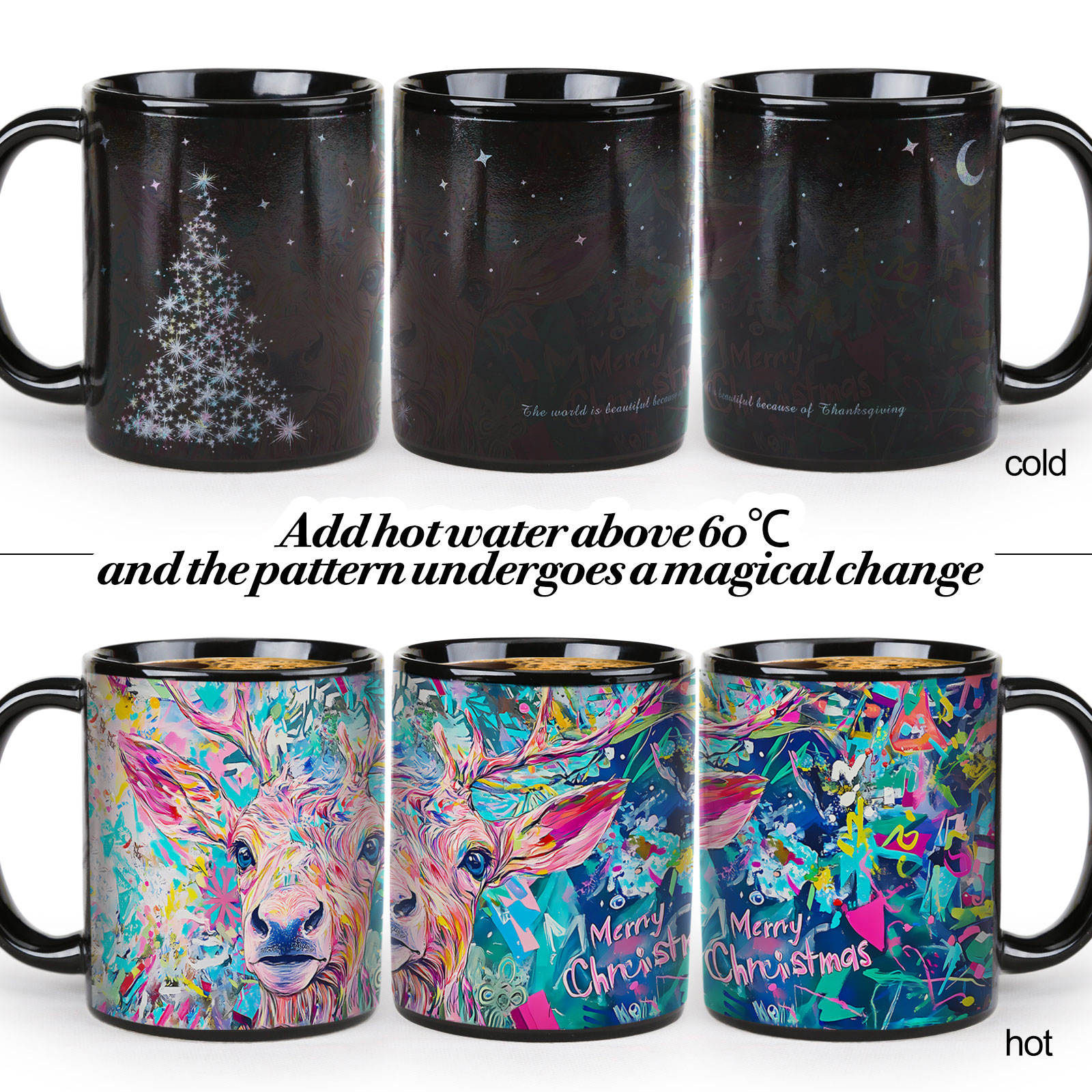 A22-Tree-Trees & Deer，Color Changing Mug Magic Mug.