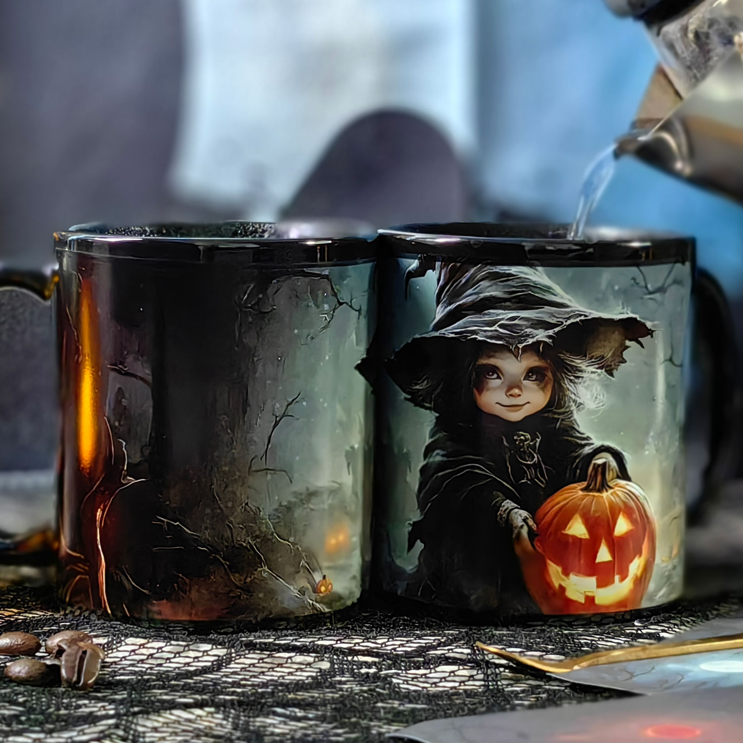 Starry-the Little Witch，Halloween Color Changing Mug Magic Mug.