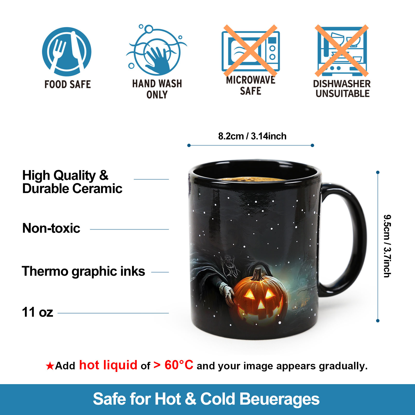 Starry-the Little Witch，Halloween Color Changing Mug Magic Mug.