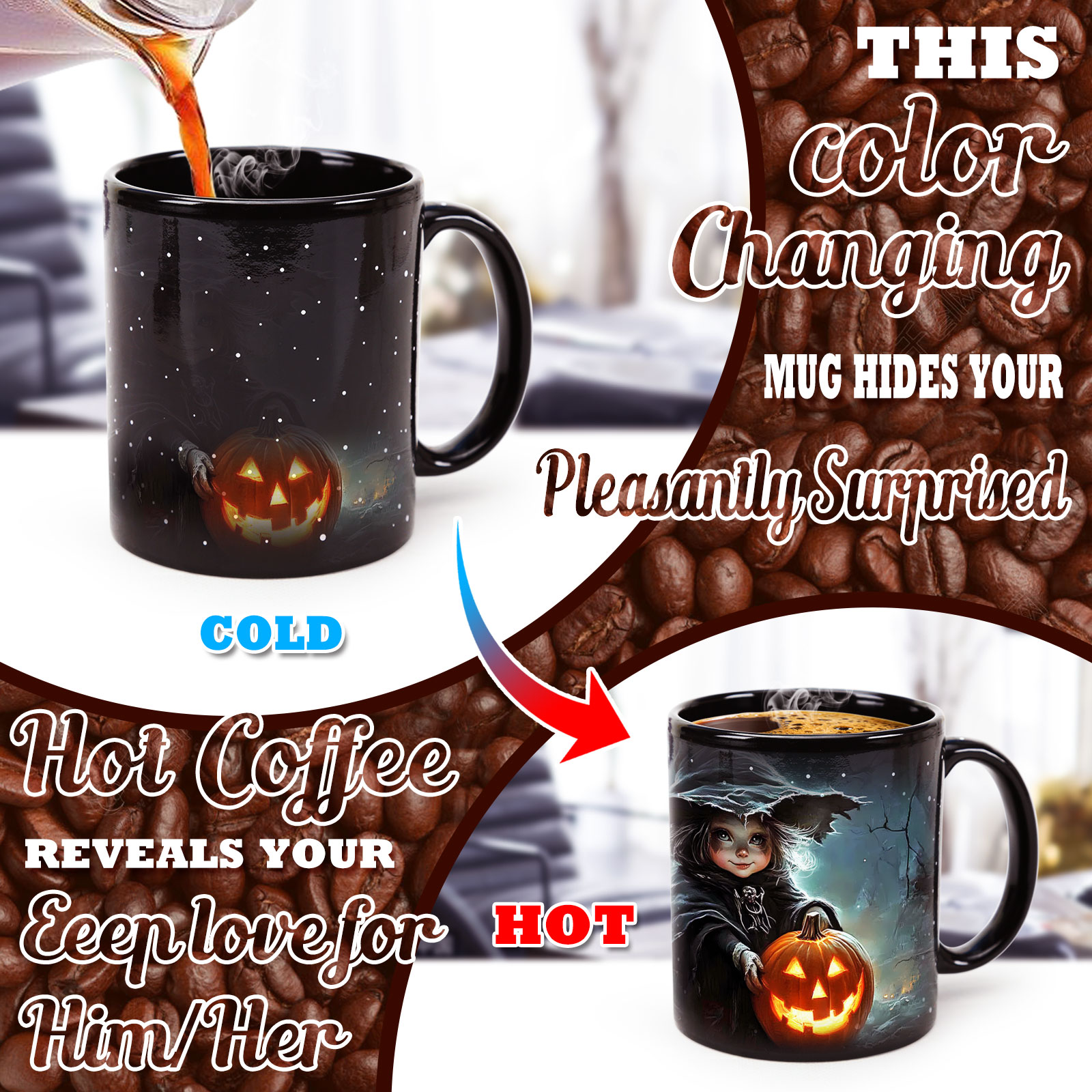 Starry-the Little Witch，Halloween Color Changing Mug Magic Mug.