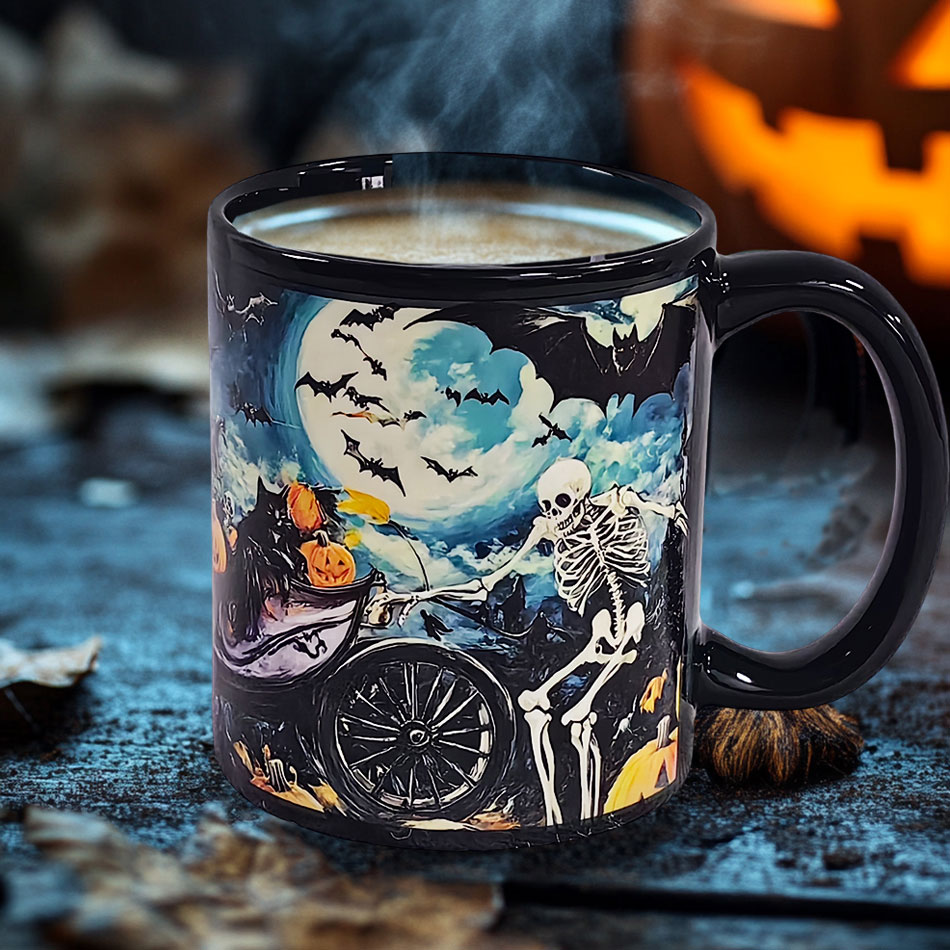Starry-Skeleton Carriage ，Halloween Color Changing Mug Magic Mug.