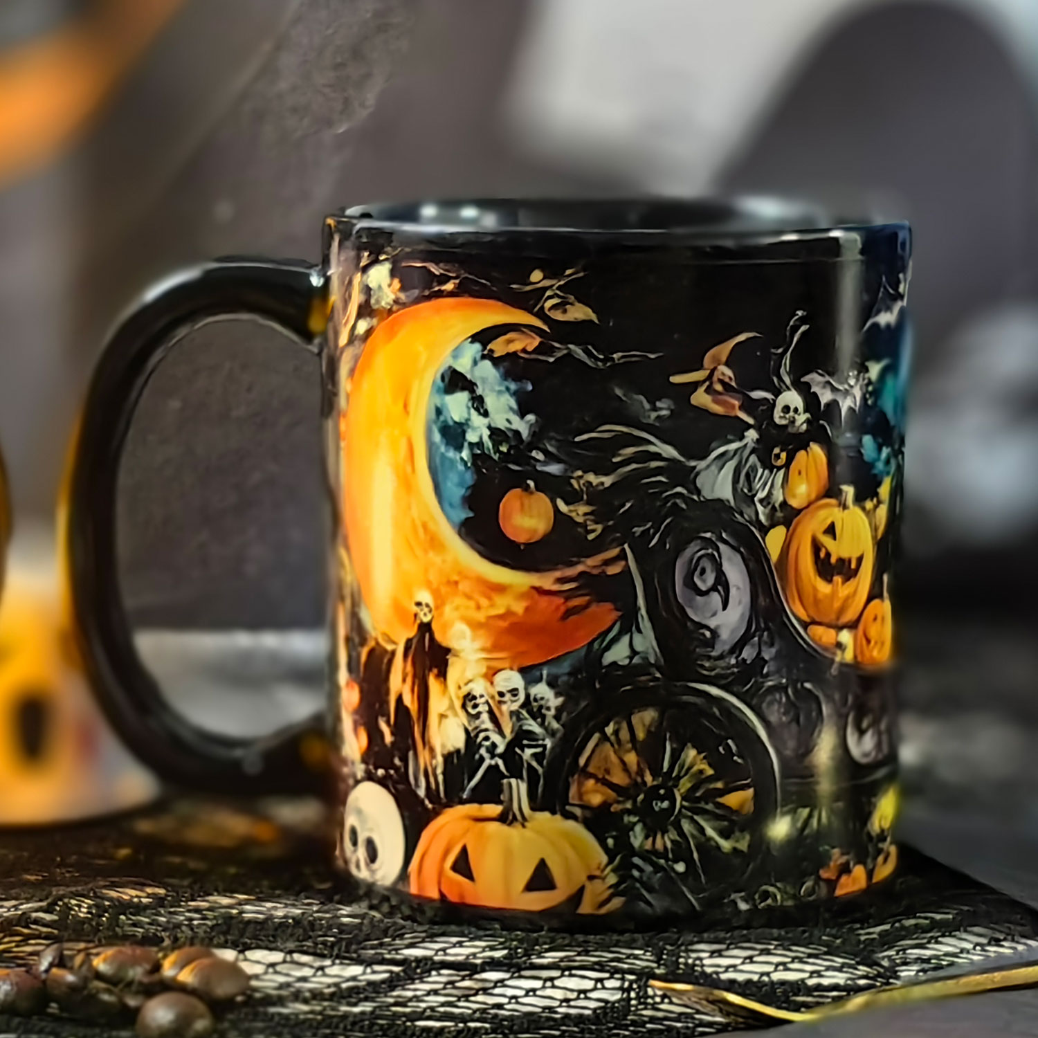 Starry-Skeleton Carriage ，Halloween Color Changing Mug Magic Mug.