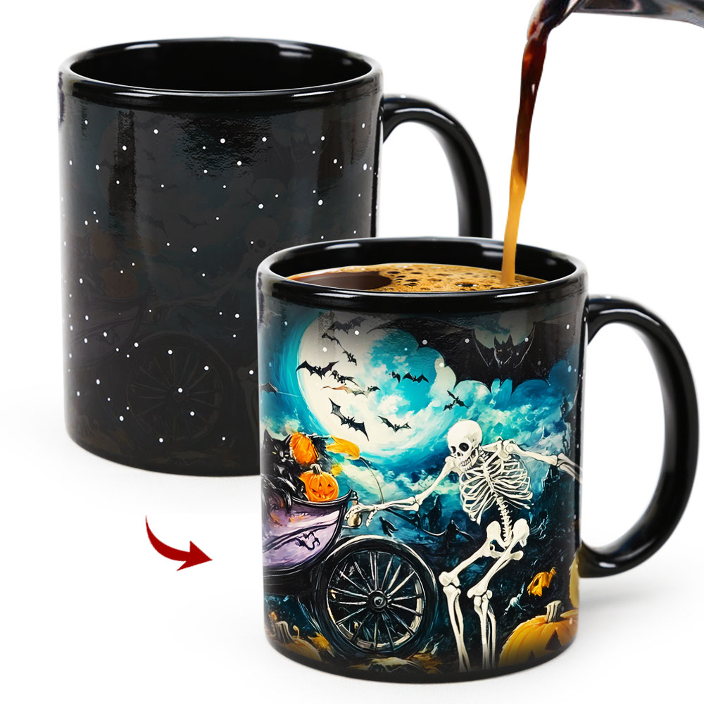 Starry-Skeleton Carriage ，Halloween Color Changing Mug Magic Mug.