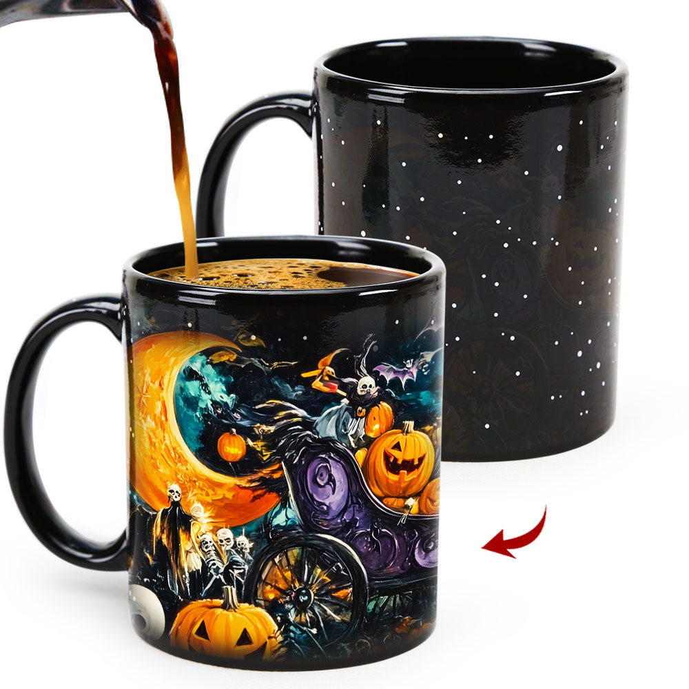 Starry-Skeleton Carriage ，Halloween Color Changing Mug Magic Mug.