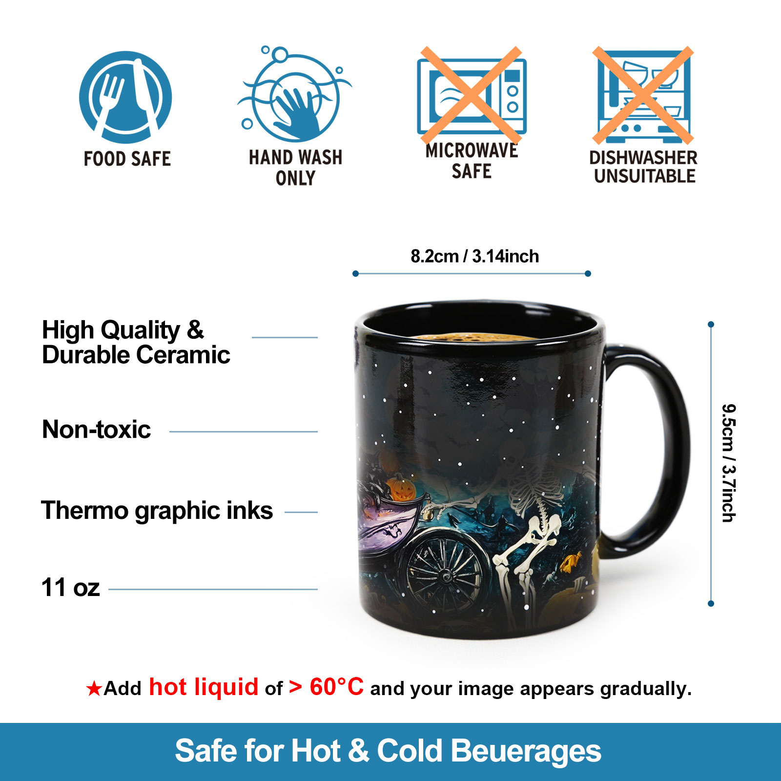 Starry-Skeleton Carriage ，Halloween Color Changing Mug Magic Mug.