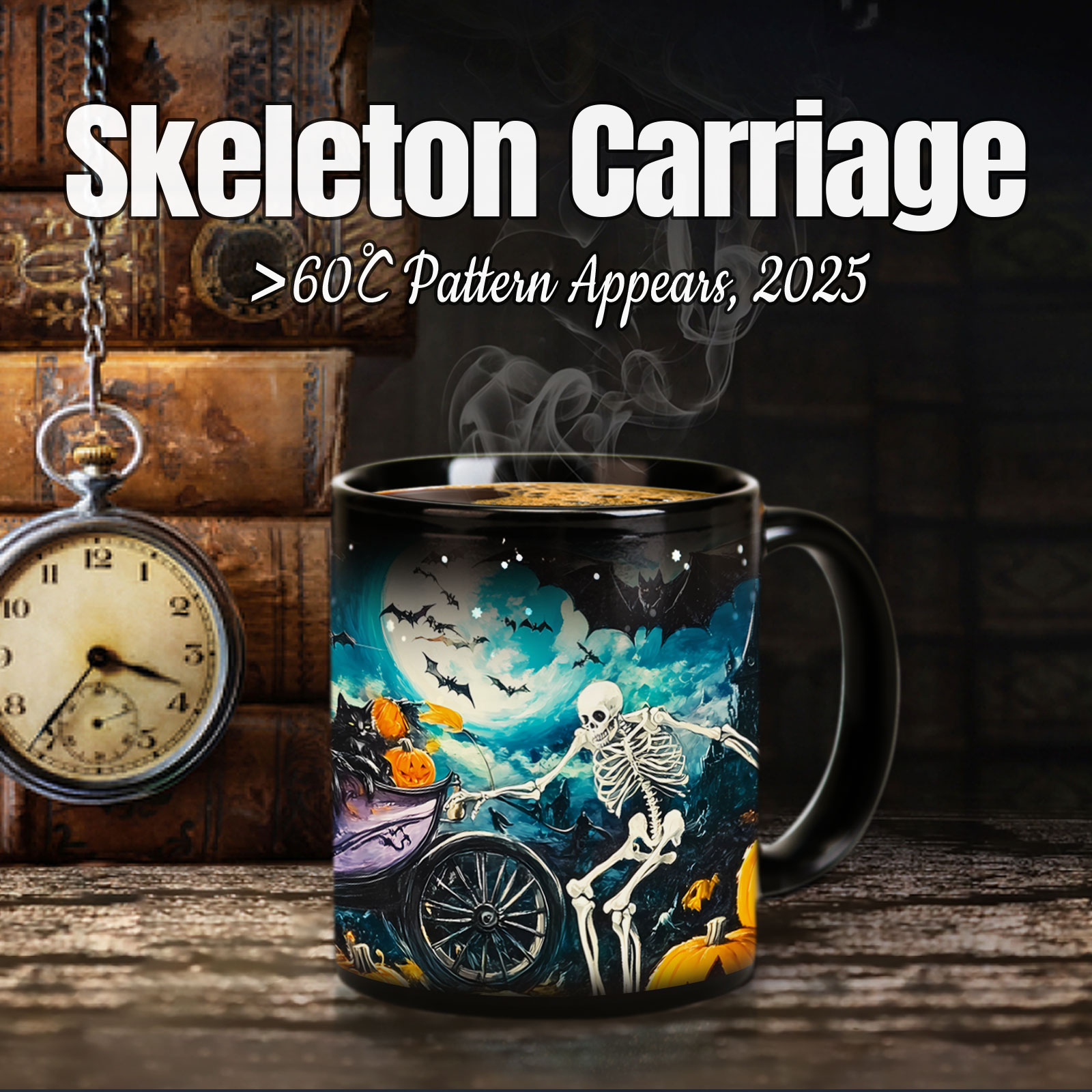 Starry-Skeleton Carriage ，Halloween Color Changing Mug Magic Mug.
