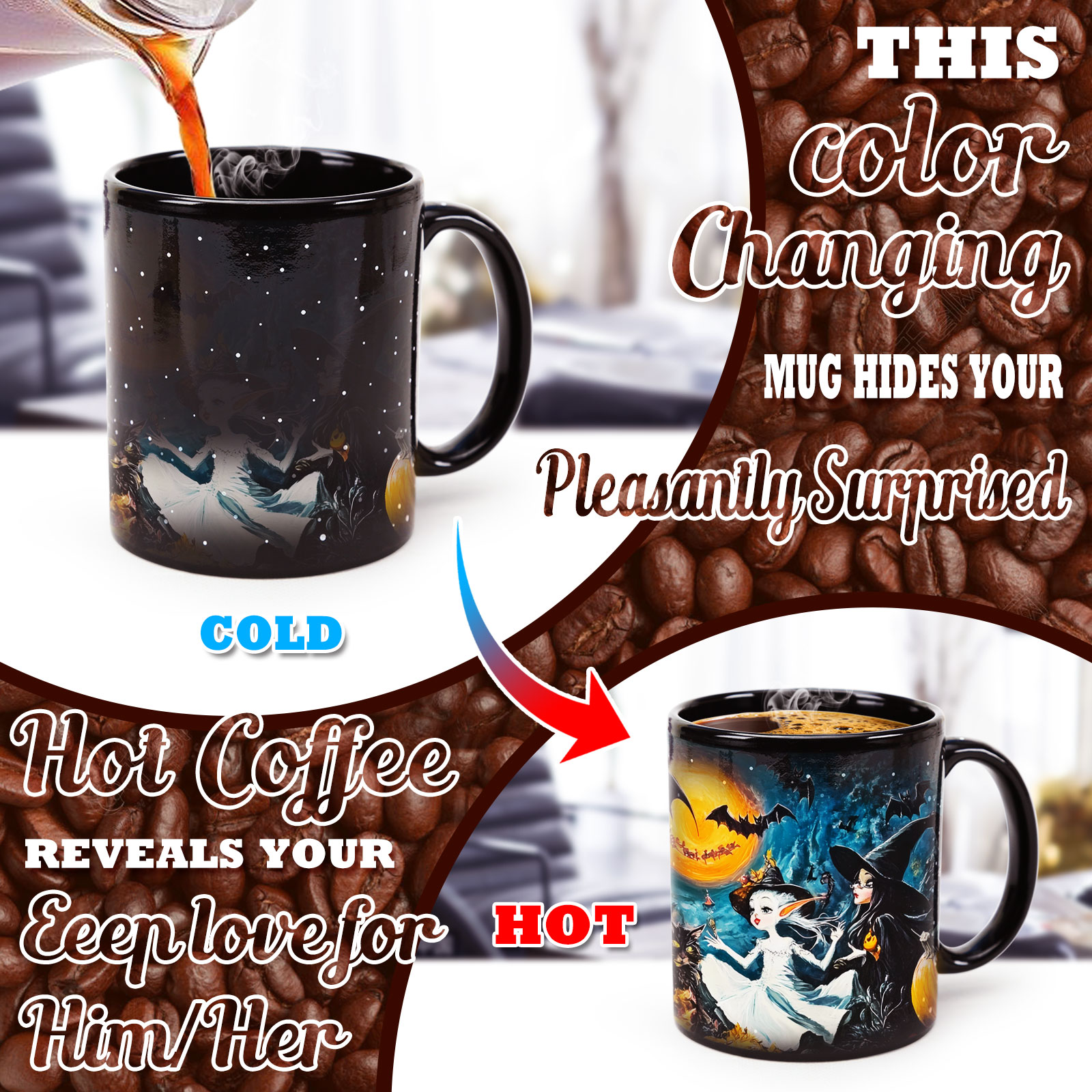 Starry-Halloween Party 1，Halloween Color Changing Mug Magic Mug.