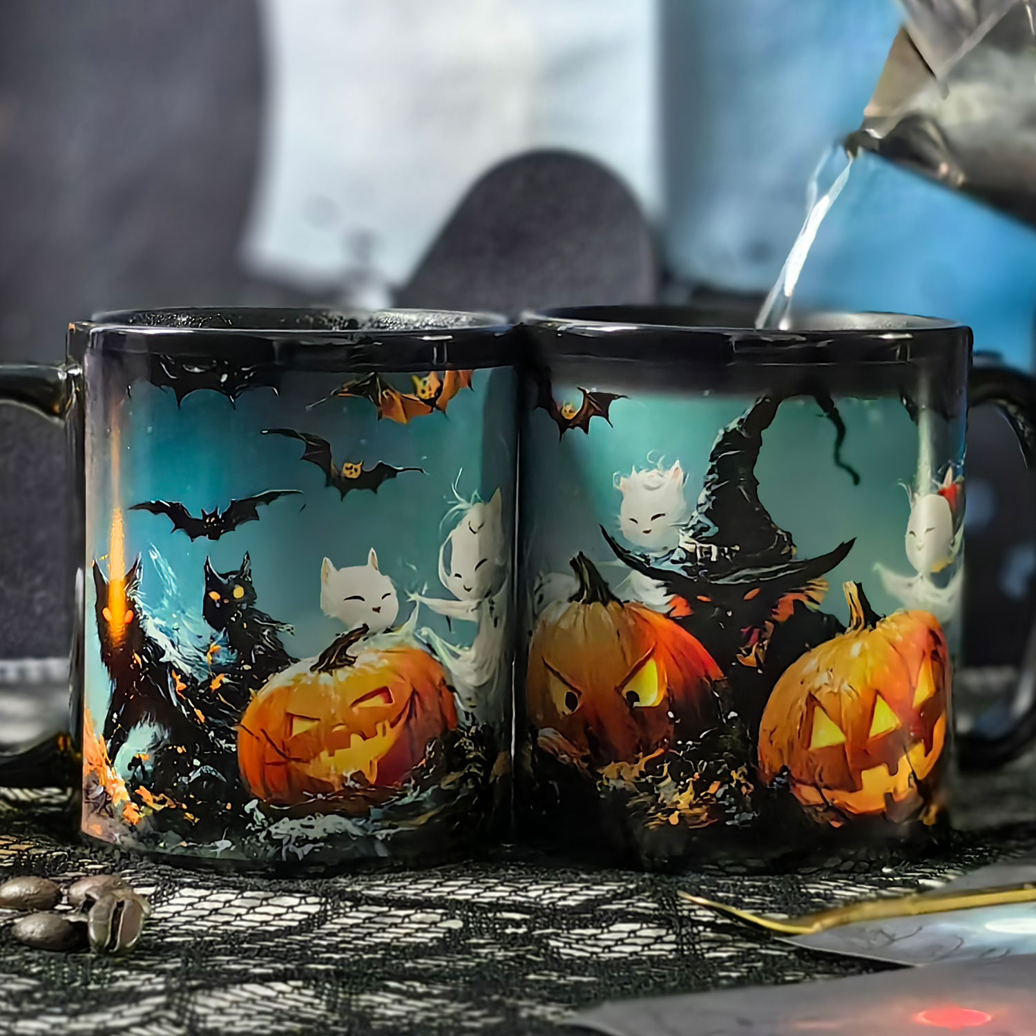 Starry-Halloween Party 2，Halloween Color Changing Mug Magic Mug.