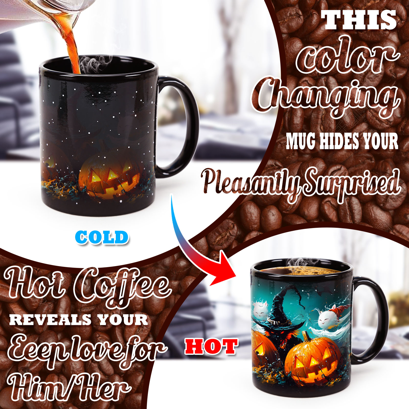 Starry-Halloween Party 2，Halloween Color Changing Mug Magic Mug.