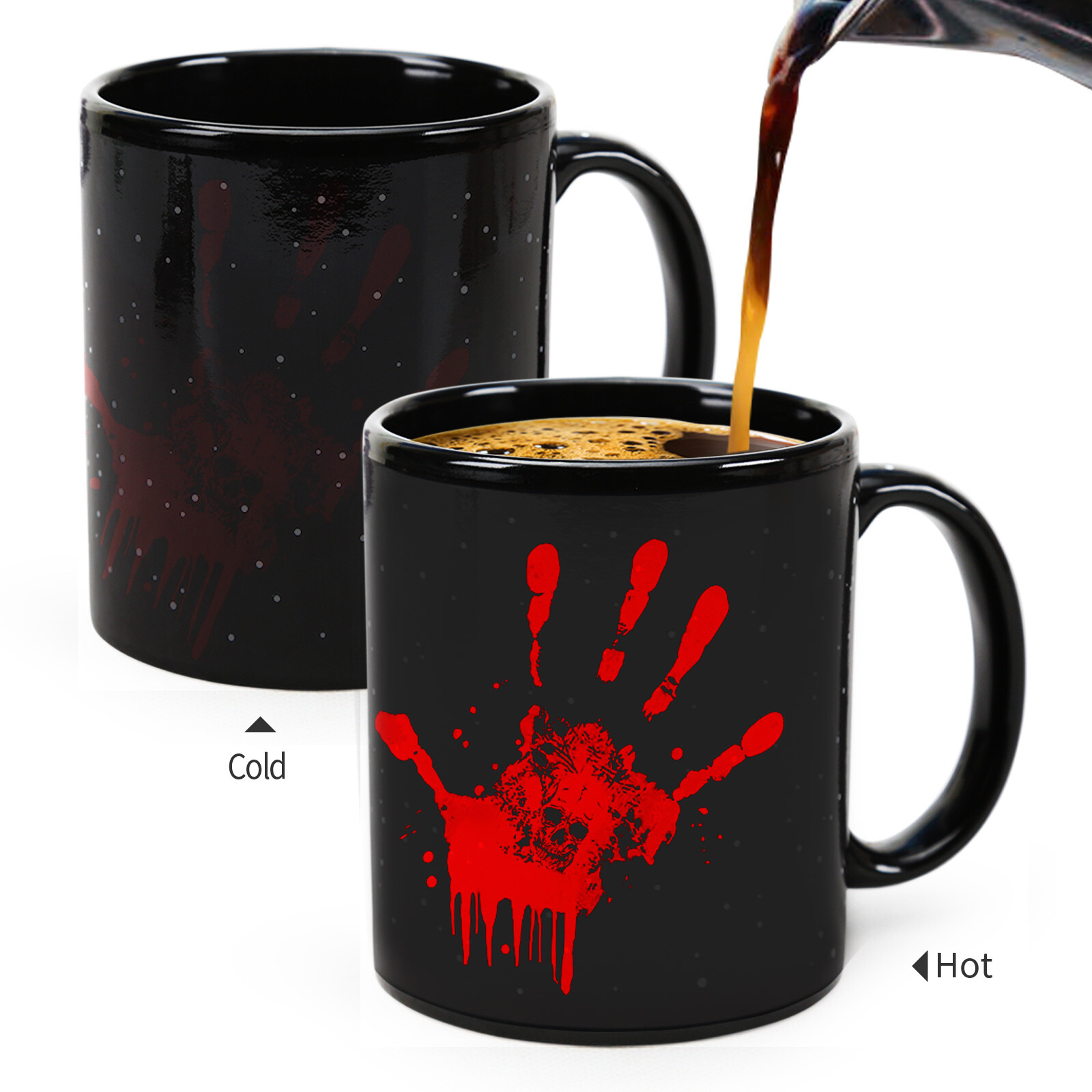 Red-Handprint Halloween Color Changing Mug Magic Mug.