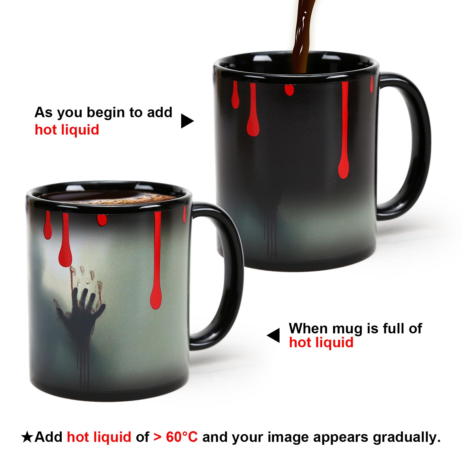Red Paint-Ghost, Halloween Color Changing Mug Magic Mug.