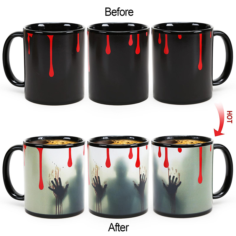 Red Paint-Ghost, Halloween Color Changing Mug Magic Mug.