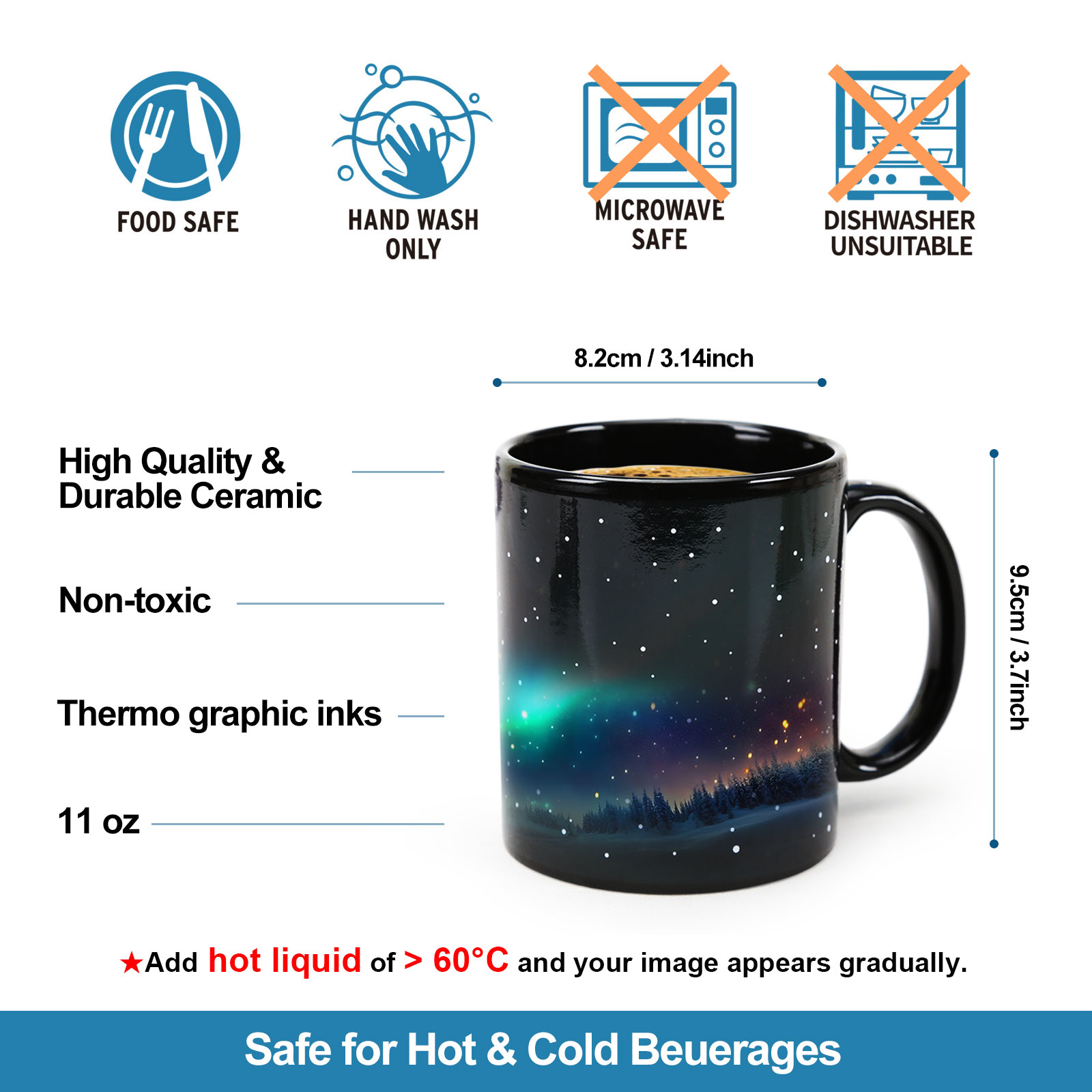 Starry Sky-Aurora D Color Changing Mug Magic Mug.