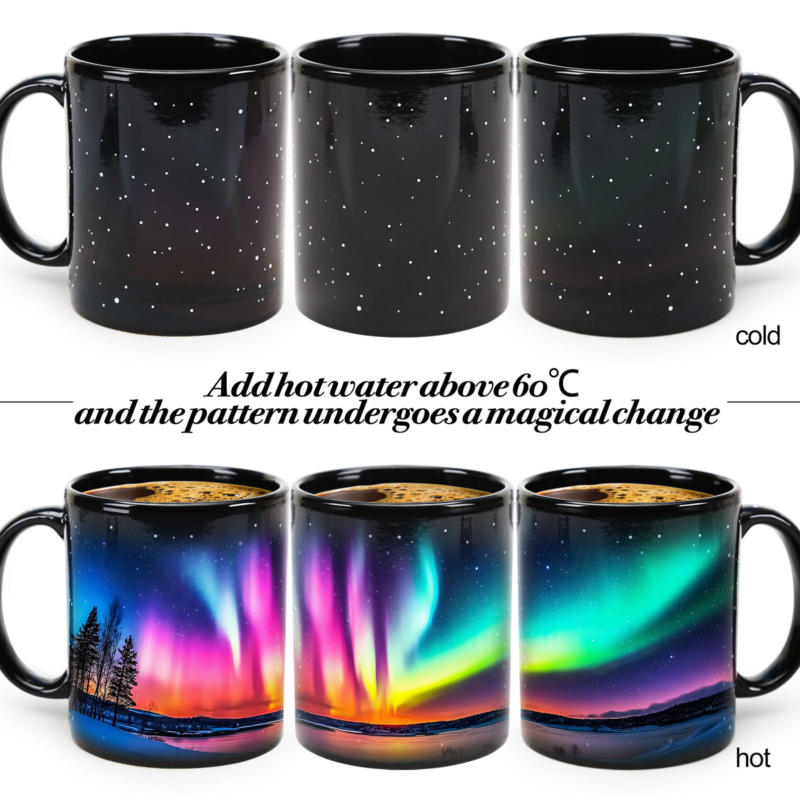 Starry Sky-Aurora C， Color Changing Mug Magic Mug.