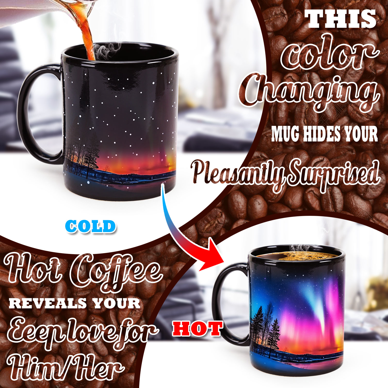 Starry Sky-Aurora C， Color Changing Mug Magic Mug.