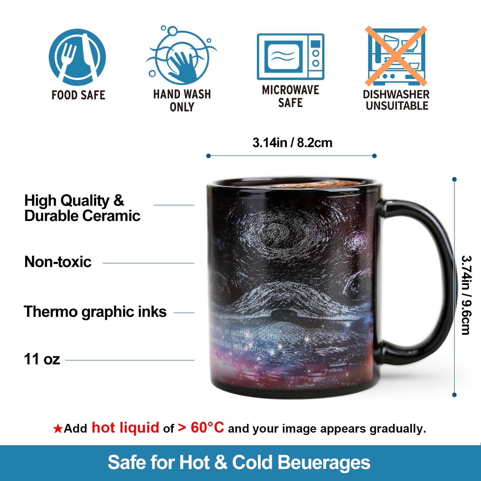 Van Gogh-Starry Sky Color Changing Mug Magic Mug.