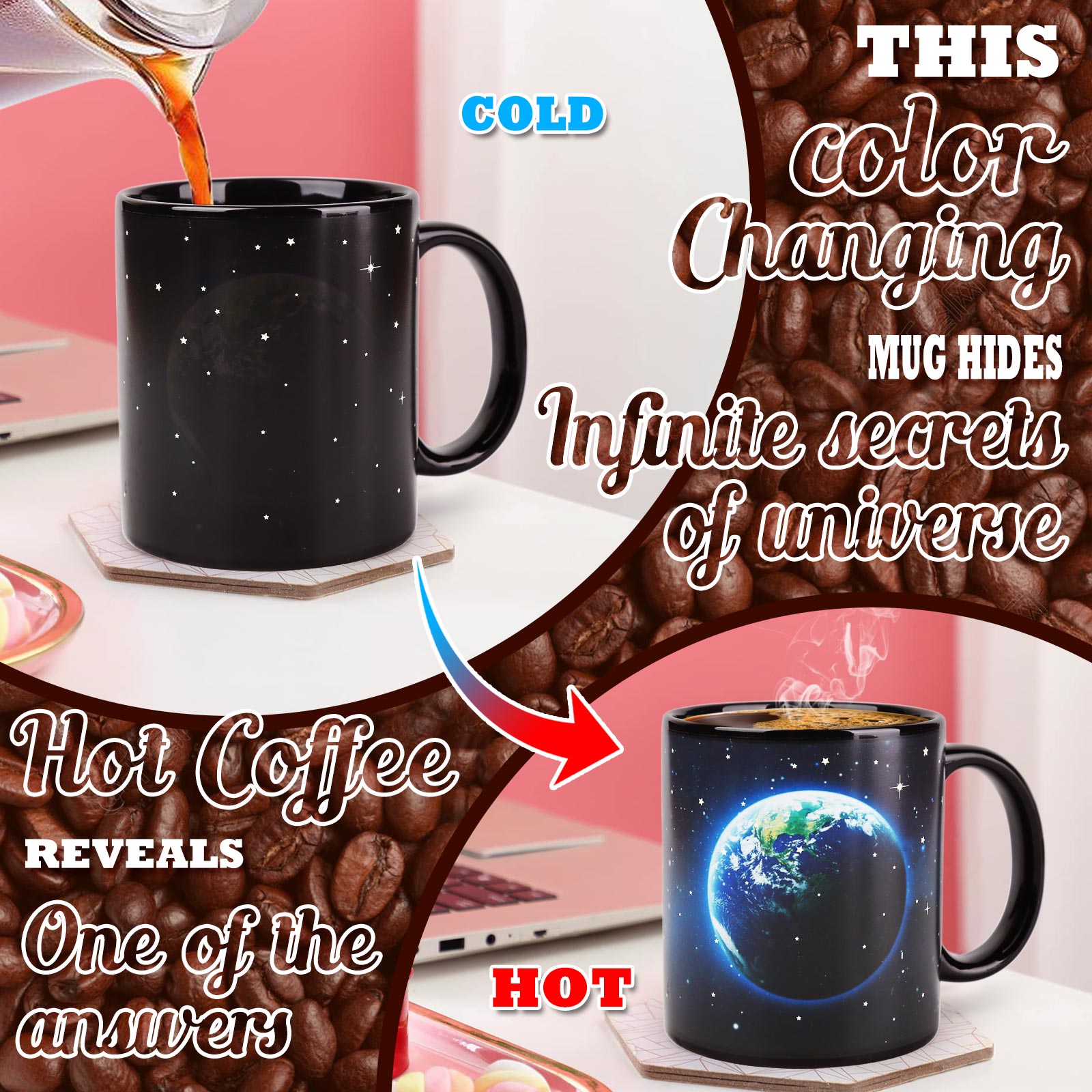 Starry Sky-Earth Moon Color Changing Mug Magic Mug.