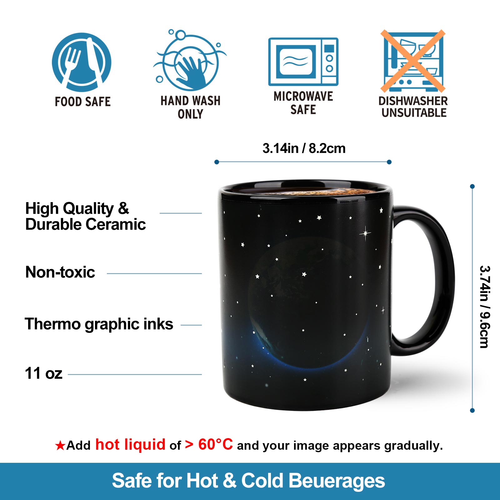 Starry Sky-Earth Moon Color Changing Mug Magic Mug.