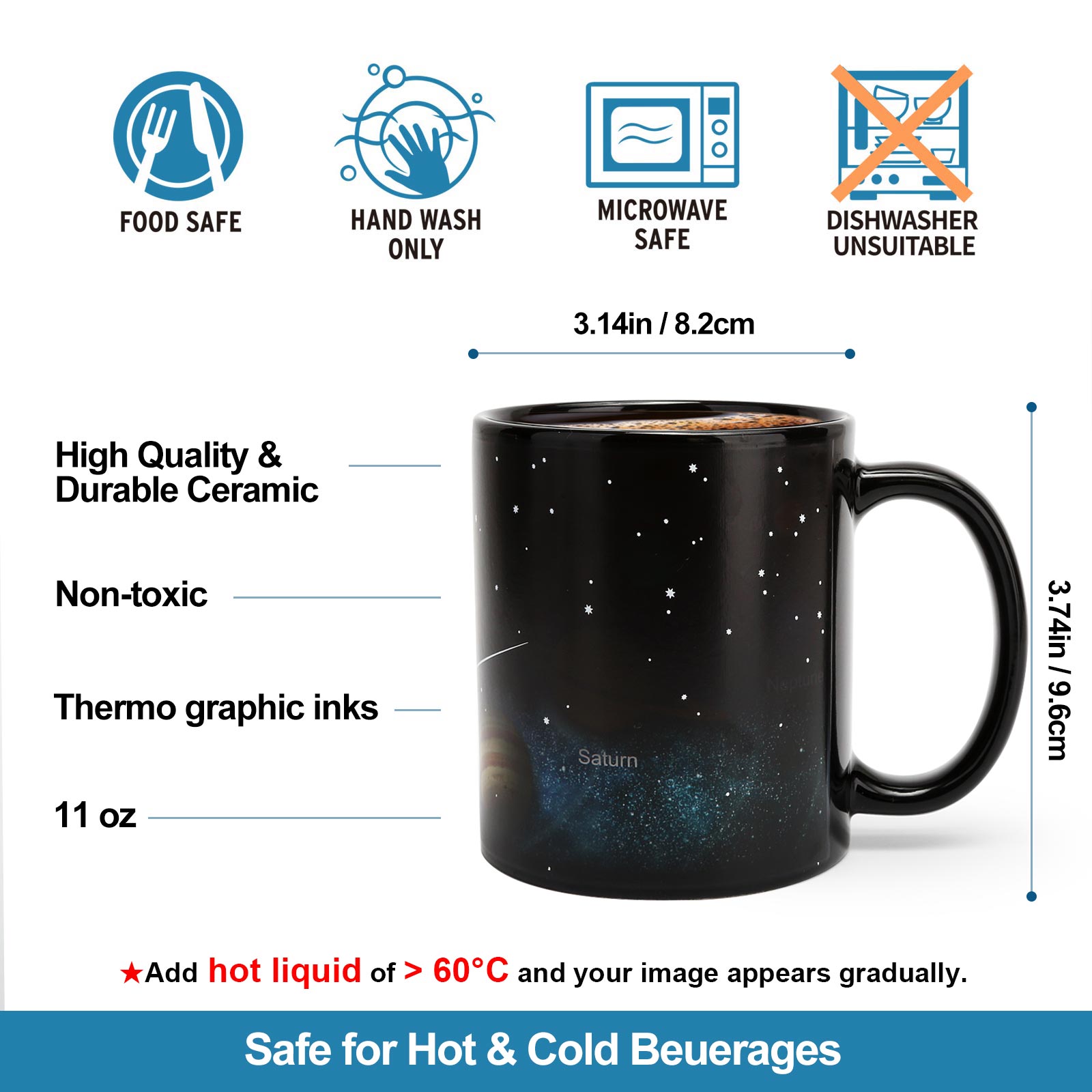 Starry Sky- Solar System Color Changing Mug Magic Mug.